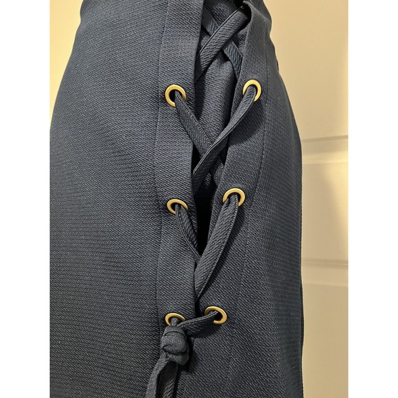 Kensie Mini Tie Shift Navy Skirt Size Medium - Picture 5 of 11